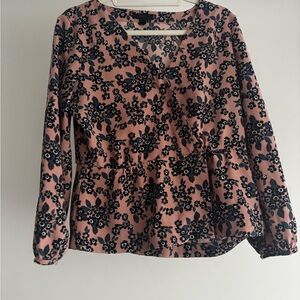 J. Crew Floral Blouse - Pink and Black